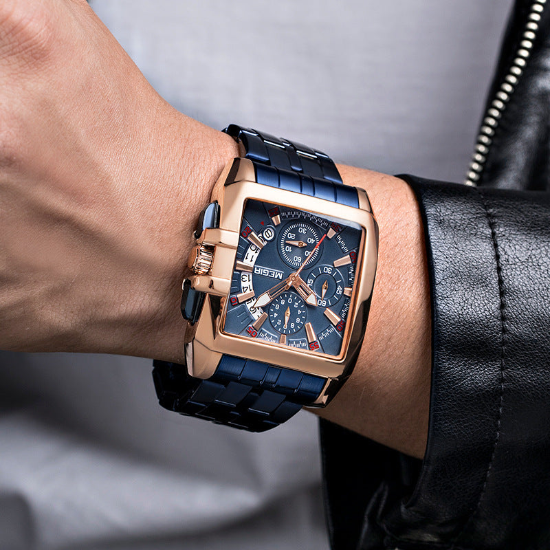 The Mayfair Square | Steel Business Chronograph
