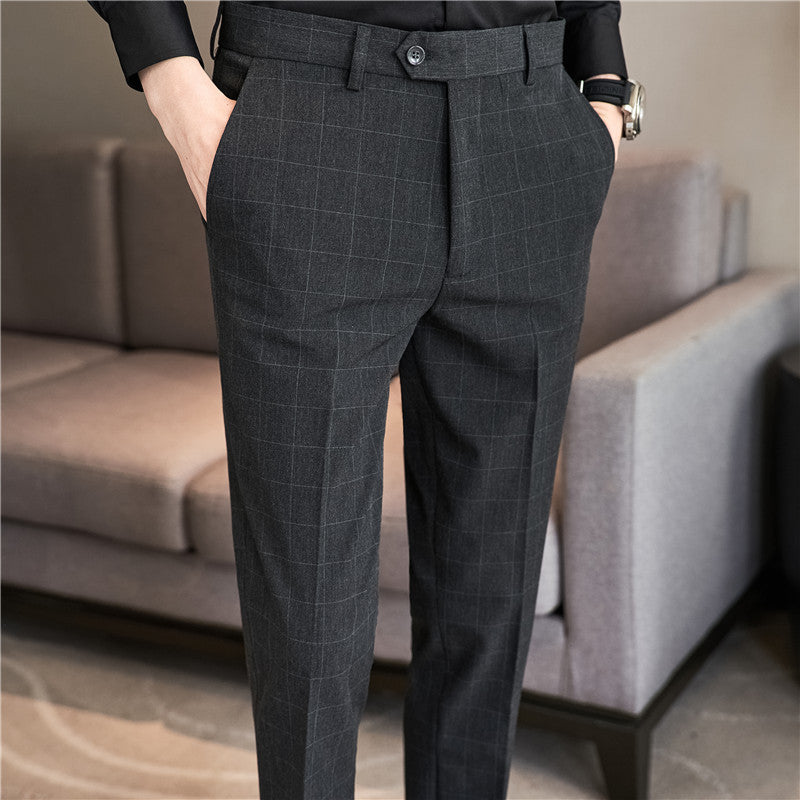 The Belgravia Textured | Slim Fit Plaid Dress Trousers