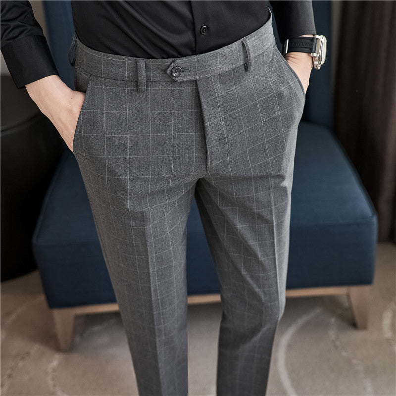 The Belgravia Textured | Slim Fit Plaid Dress Trousers