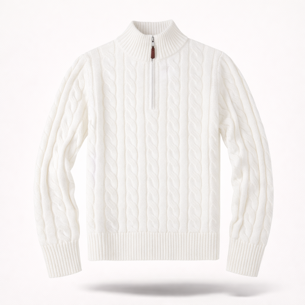 The Cambridge Quarter-Zip | Premium Cable-Knit Sweater