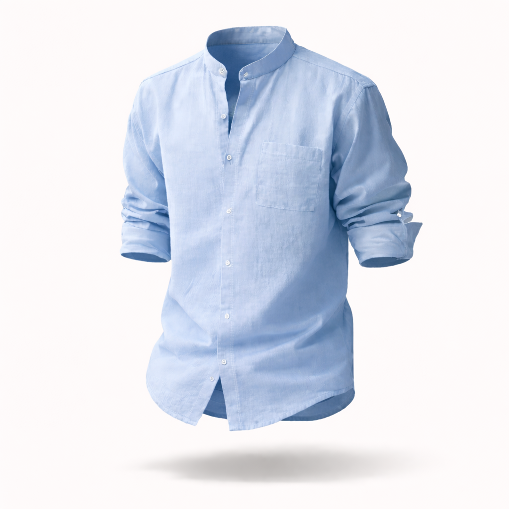 The Knightsbridge Minimalist | Premium Stand Collar Linen-Blend Shirt