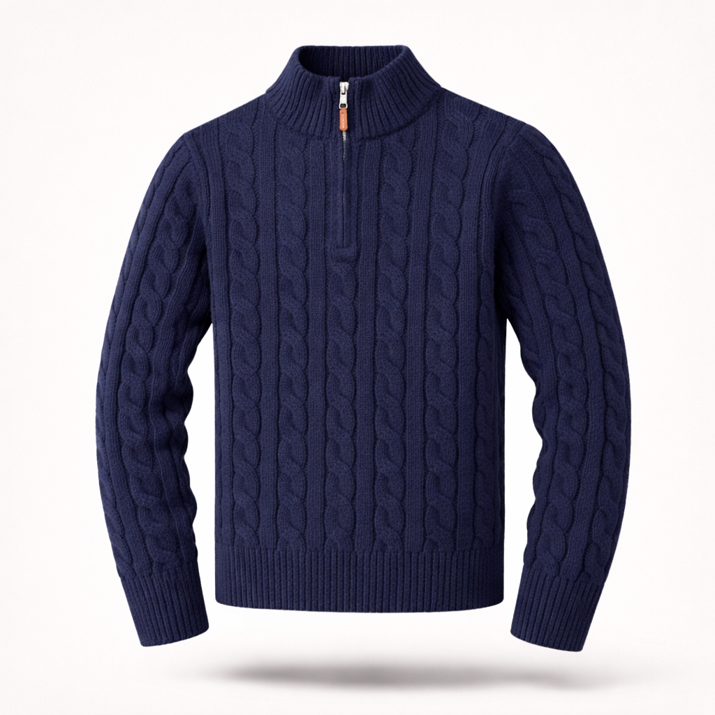 The Cambridge Quarter-Zip | Premium Cable-Knit Sweater