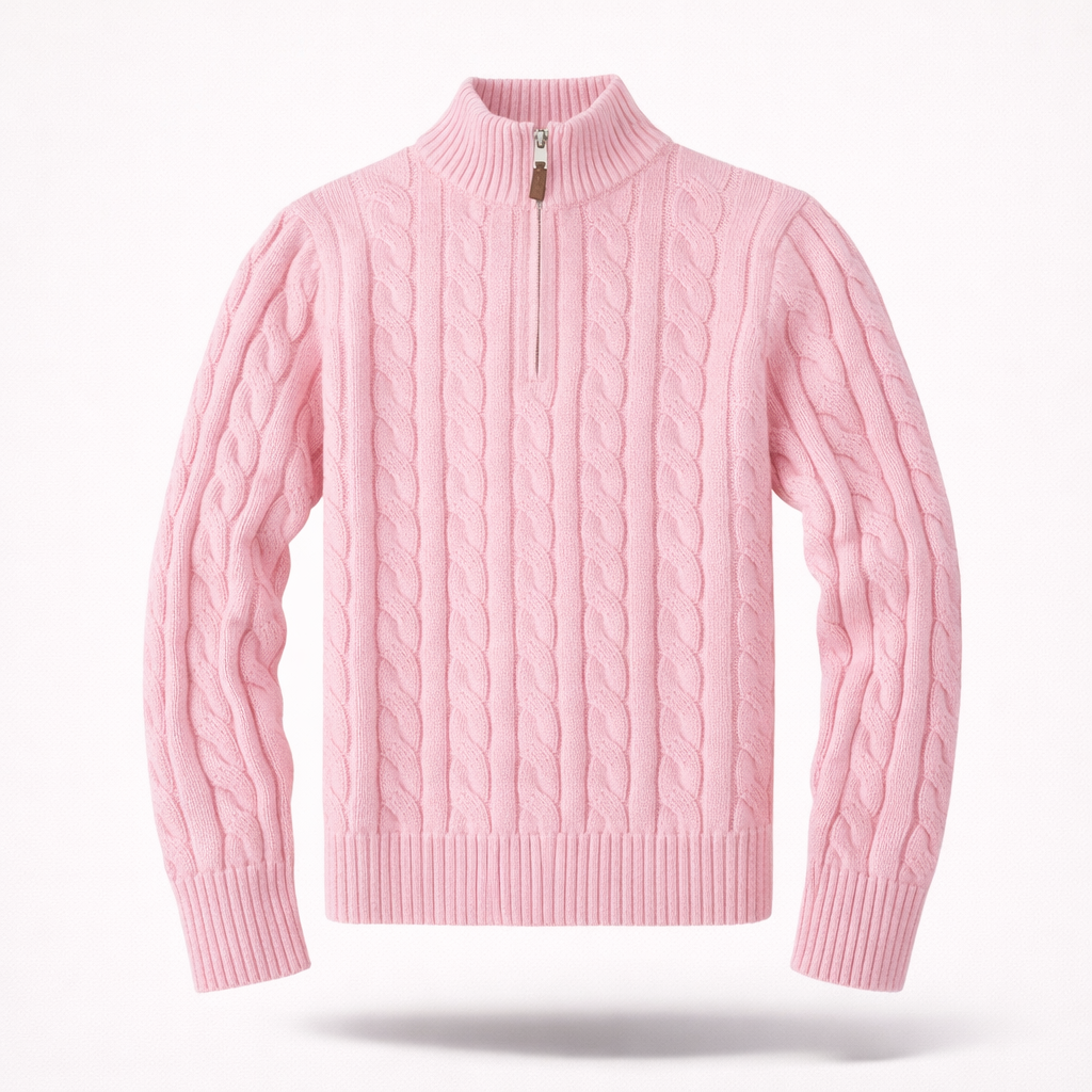 The Cambridge Quarter-Zip | Premium Cable-Knit Sweater
