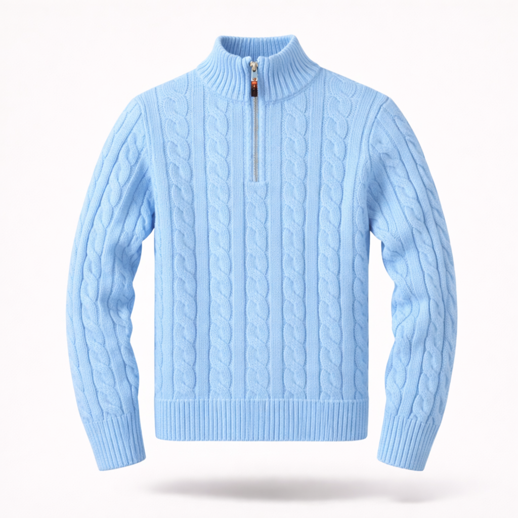 The Cambridge Quarter-Zip | Premium Cable-Knit Sweater