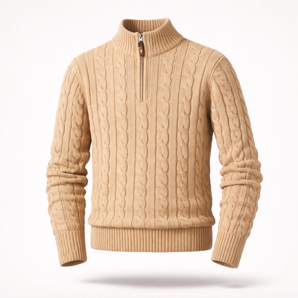 The Cambridge Quarter-Zip | Premium Cable-Knit Sweater