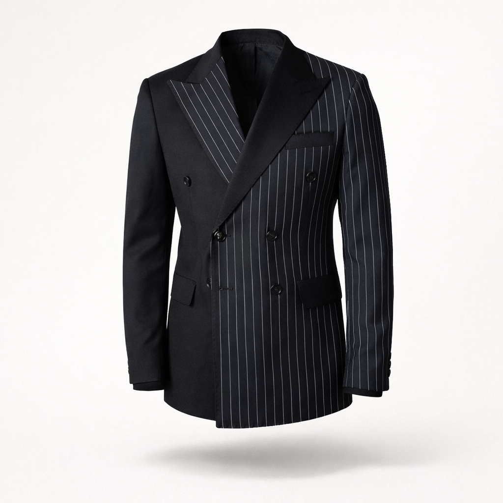 The Mayfair Executive | Midnight Pinstripe Double-Breasted Blazer