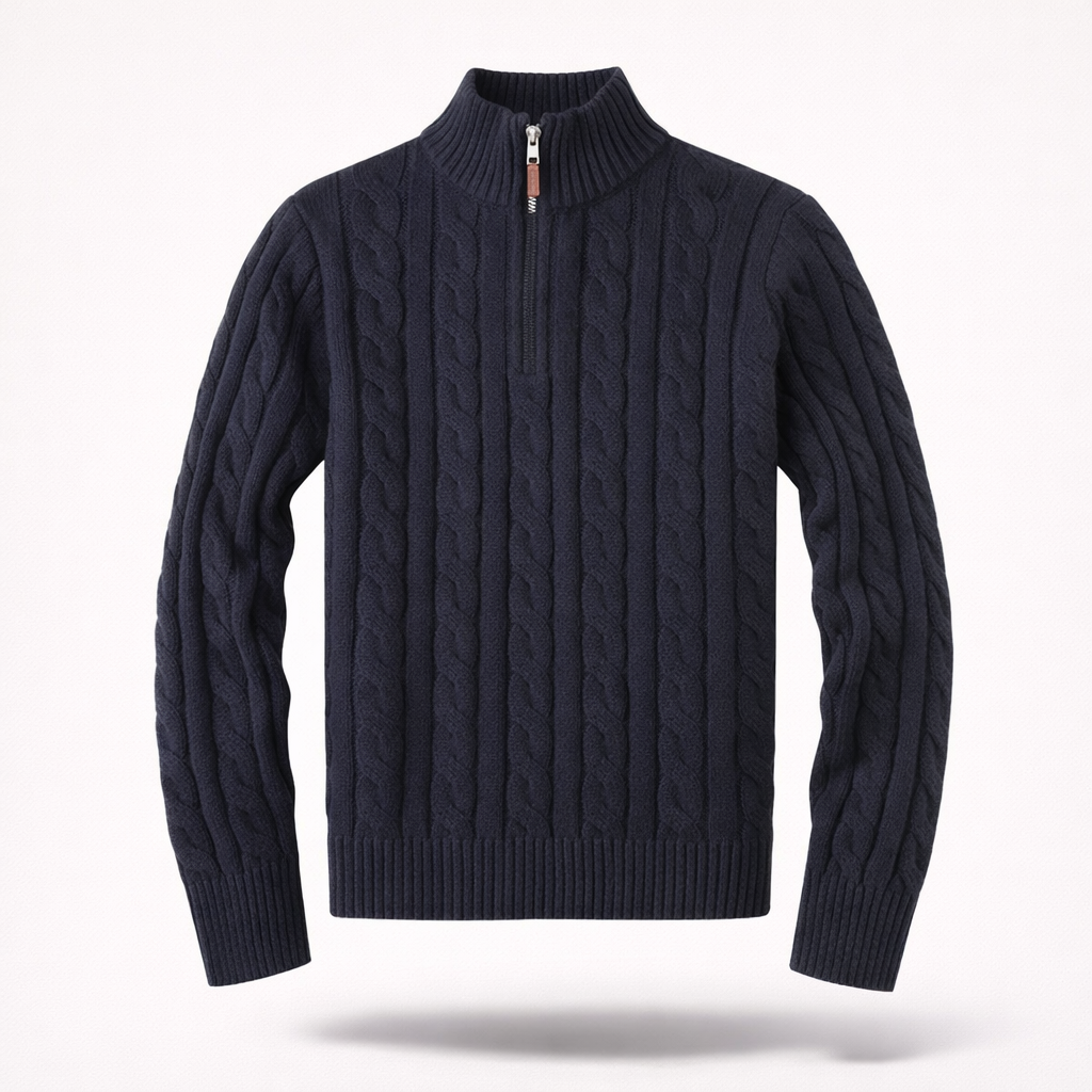 The Cambridge Quarter-Zip | Premium Cable-Knit Sweater