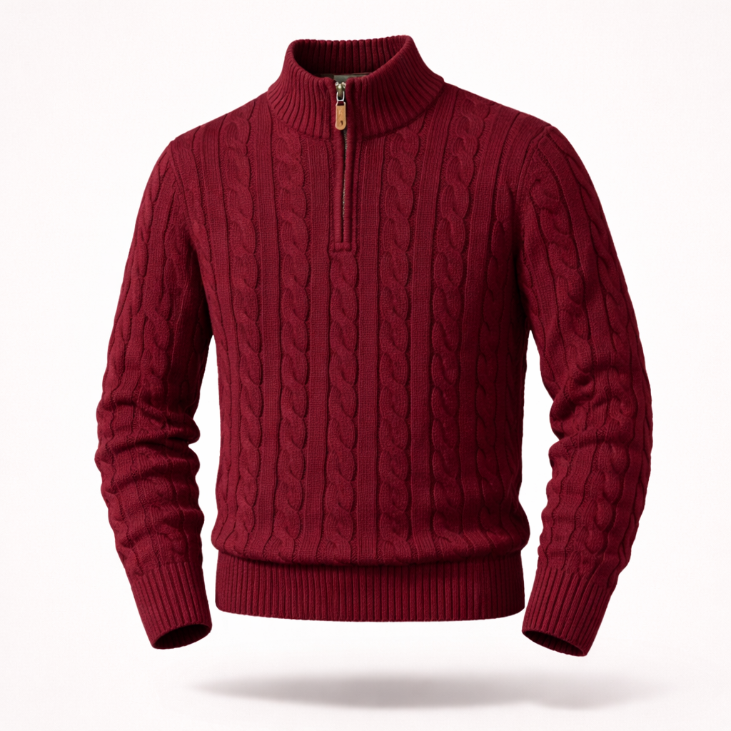 The Cambridge Quarter-Zip | Premium Cable-Knit Sweater